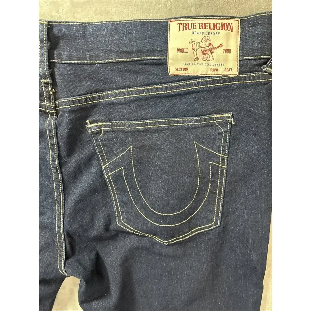 True Religion Jeans Mens 40 Geno Relaxed Slim Dark Wash Preppy Western Casual